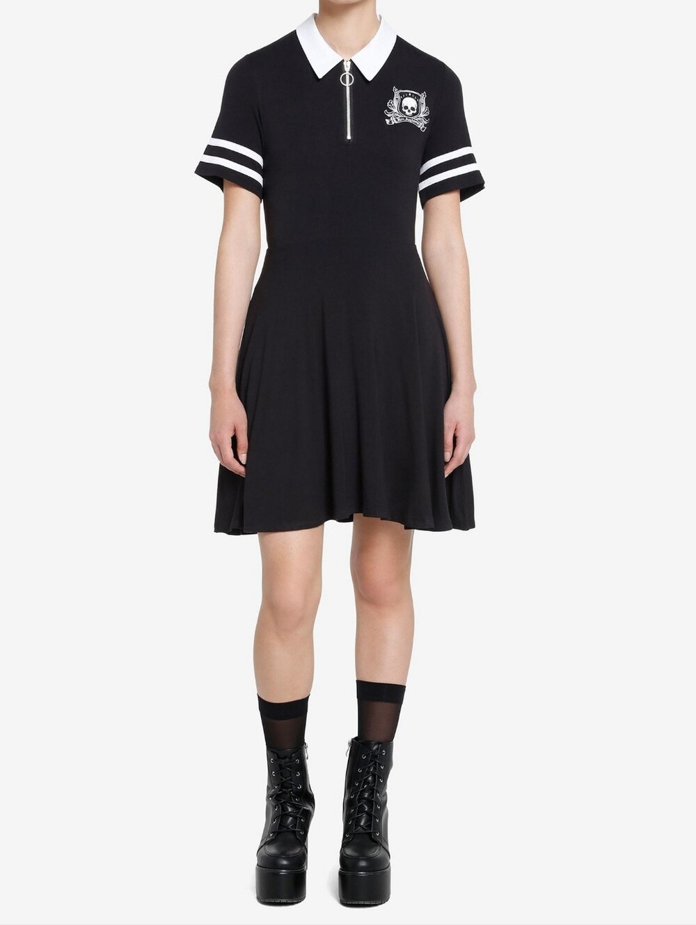 Cosmic Aura Skull Crest Polo Dress
